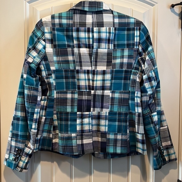 Adorable cotton lightweight patchwork two button blazer Talbot size 4 preppy - Picture 6 of 10